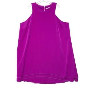 Rachel Roy Sleeveless Dress 3X Fuchsia Layer Fringe Exposed Back Zipper Flowy